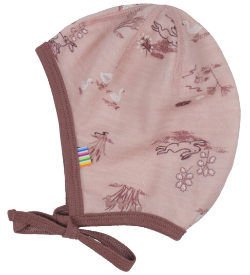 Joha Babylue Ull/Bambus Lyserød m. Trykk 45 cm Lue baby Rosa