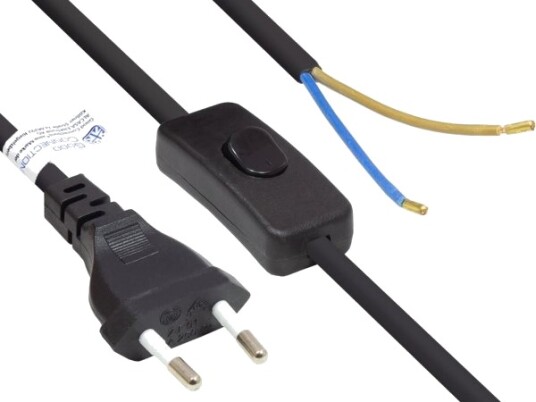 Alcasa P0386-S015, 1,5 M, Strømplugg Type C, H03vvh2-F, 250 V, 2.5 A