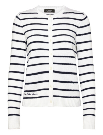 Ralph Lauren Lauren Striped Cotton Cardigan White S