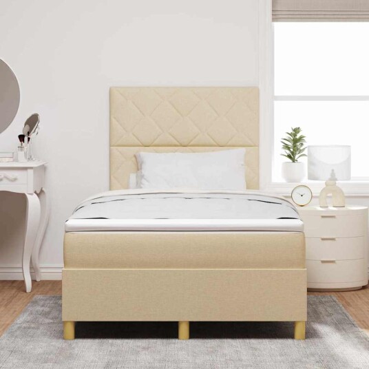 Box Spring Seng med madrass krem 120x200 cm stoff