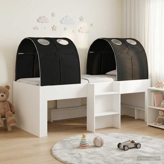  Seng med tunnel 4 pcs Hvit og svart Konstruert tre