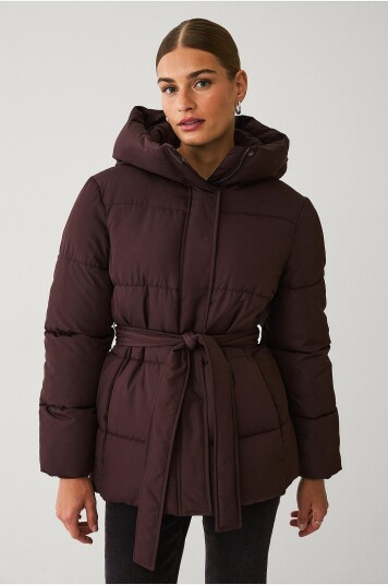 Ellos Collection Polstret jakke med belte Brun Ellos Collection Polstret jakke med belte Brun