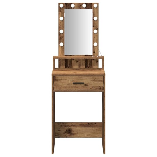 Sminkebord med LED lamper Gammelt tre 50x41x140 cm