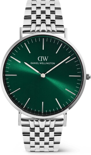 Silver 40mm Watch Classic 7 link Emerald | DW