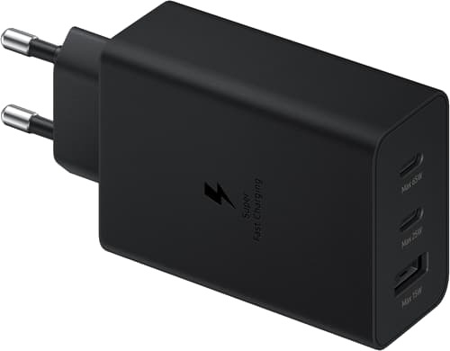 Samsung Trio 65W USB-C Strømadapter med 3 porter - Svart Samsung Trio 65W USB-C Strømadapter med 3 porter - Svart