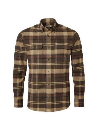 Chevalier Heron Flannel Shirt Men Soil Brown Checked L
