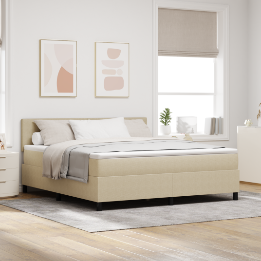 Box Spring Seng med Madrass & LED Lys Grønn Grå Super King Corduroy Stoff