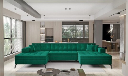 Hjørnesofa Eltap Vertizo 350x170x93 cm Nube 35 Mørk Grønn Symmetrisk