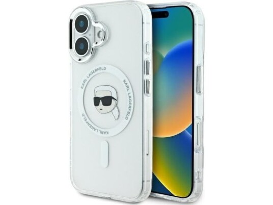 Karl Lagerfeld Karl Lagerfeld Klhmp16shlskih Iphone 16 6.1" Biały/White Hardcase Iml Metal Karl Head Magsafe
