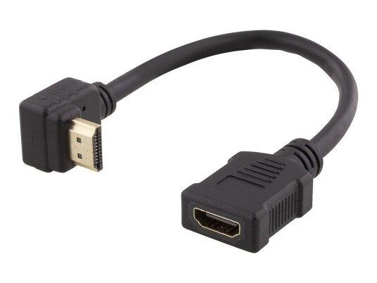Deltaco HDMI-adapter 0,2 m Vinklet M/F UHD Svart