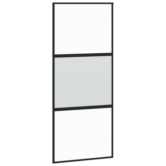 vidaXL Skyvedør med monteringssett svart 90x205 cm herdet glass vidaXL Skyvedør med monteringssett svart 90x205 cm herdet glass