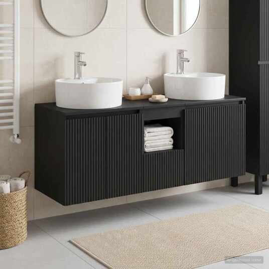 vidaXL Baderomsskapsett 3 stk. Svart 49,5 x 44,5 x 65 cm