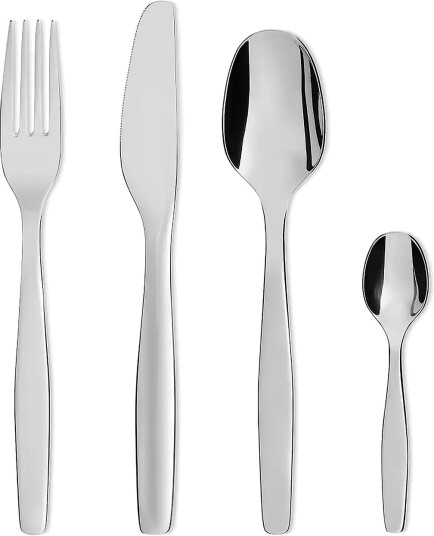 Alessi Cutlery Set With 6 Spoons Forks Knives And Coffee Spoons Silver ONE SIZE Alessi Cutlery Set With 6 Spoons Forks Knives And Coffee Spoons Silver ONE SIZE