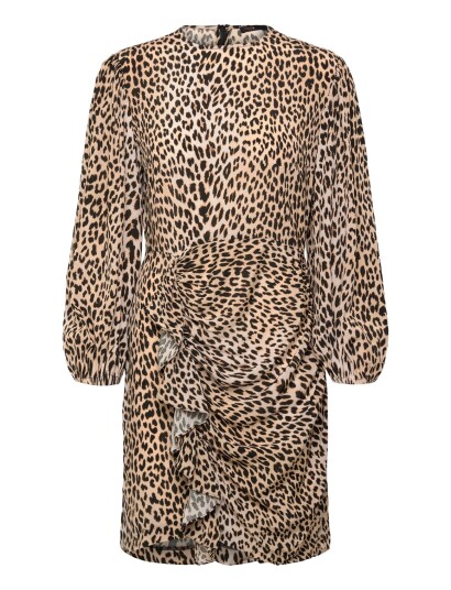 Maje Leopard Print Viscose Dress Brown 40
