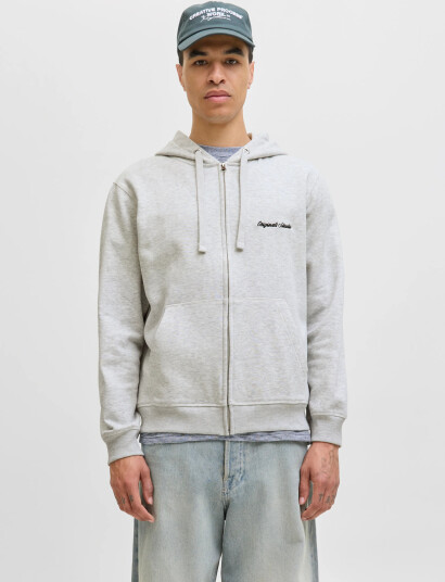 Jack & Jones Jornorrebro Emb Sweat Zip Hood Noos   Grey   XL