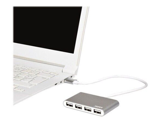 PORT Designs PORT Connect USB-hub - 4 porter - Grå PORT Designs PORT Connect USB-hub - 4 porter - Grå