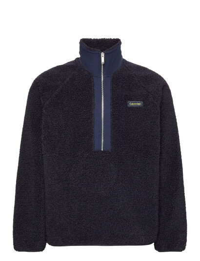 Calvin Klein Ls Sherpa Roll Neck Qtr Zip Po   Navy   S