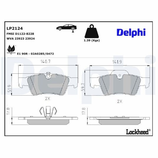 Bremseklosser DELPHI LP2124 Bremseklosser DELPHI LP2124