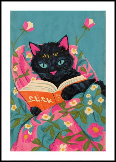 Cozy Reading Cat Plakat / 30x40