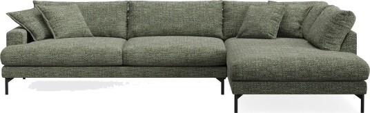 Menard Premium 5 seters høyrevendt L formet dyp sjeselongsofa i chenille Grønn
