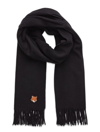 Maison Kitsune Fox Head Scarf Black TU Maison Kitsune Fox Head Scarf Black TU
