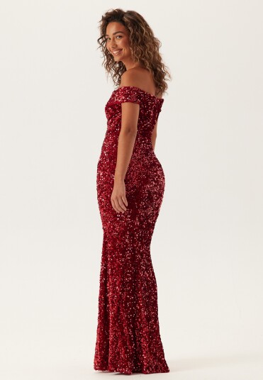 Goddiva Sequin Velvet Sweetheart Maxi Dress