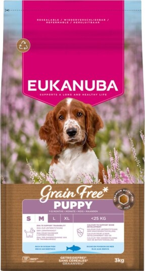 Eukanuba Tørrfôr Puppy Grain Free Small & Medium Breed Havfisk 3 kg