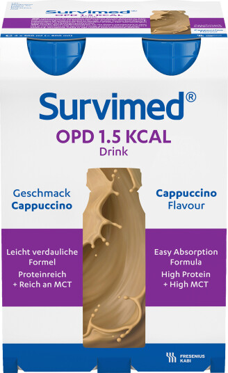 Survimed OPD 1.5 KCAL Drink næringsdrikk cappuccino 4x200 ml Survimed OPD 1.5 KCAL Drink næringsdrikk cappuccino 4x200 ml