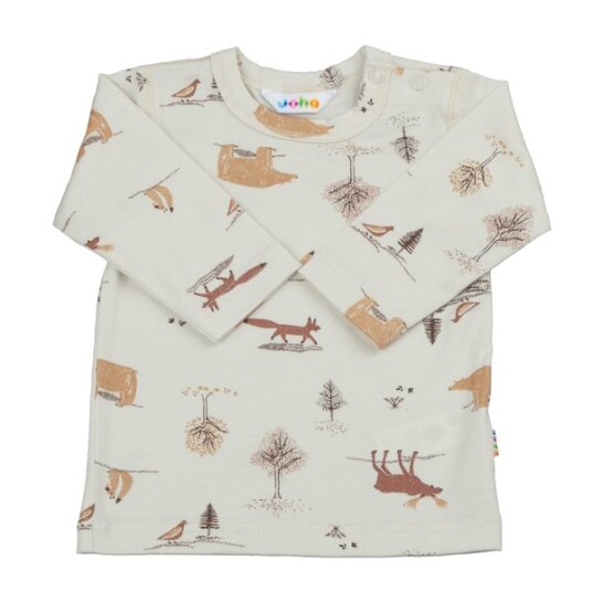 Joha Wood Animals trøye i merinoull til barn - lys beige Joha Wood Animals trøye i merinoull til barn - lys beige