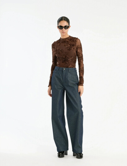 ROTATE Birger Christensen Wide Leg Jeans - Navy - 26