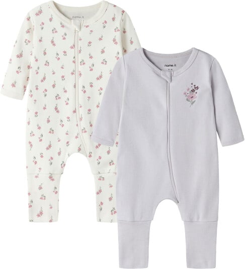Name It 2-pk pysjamas til baby Jet Stream/Lilac Marble 98