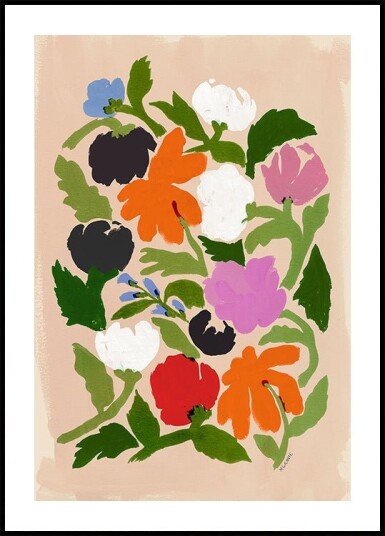 Vibrant Floral  Abstract Flowers Poster Plakat / 50x70cm