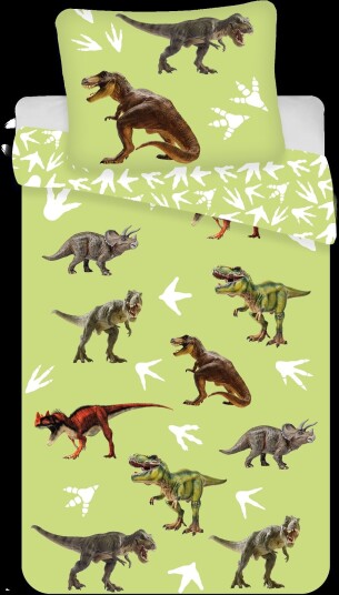 Dinosaur sengetøy 2 i 1 design Grønt sengetøy Dynetrekk i 100% bomull