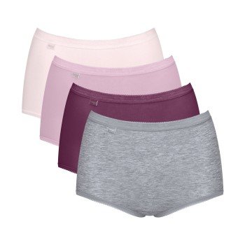 Sloggi Truser 4P Basic Plus Maxi Panty Rosa/Grå bomull 46 Dame Sloggi Truser 4P Basic Plus Maxi Panty Rosa/Grå bomull 46 Dame