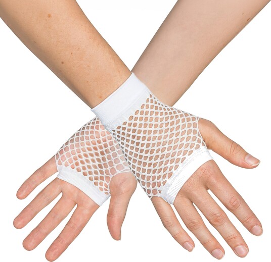 Boland Party Partners 80-talls fingerløse nettinghansker korte hvite One size 02981