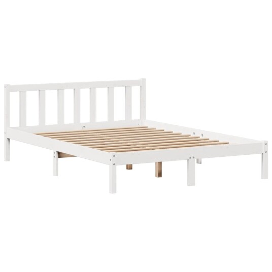 Seng med bokhylle uten madrass hvit 120x190 cm heltre furu 3321650