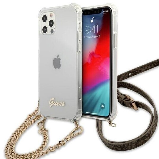 Guess Transparent Hardcase til iPhone 12/12 Pro 6,1" med Gullkjede