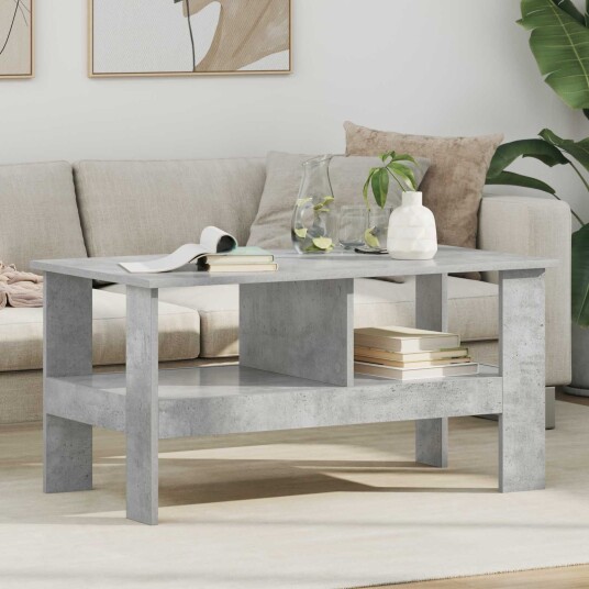 vidaXL Kaffebord Betonggrå 90 x 50 x 45 cm Konstruert tre