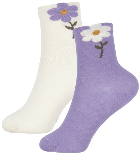 Minymo Socks W. 3D Effect (2-Pack) Purple 15\18