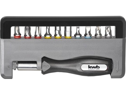 Kwb Industrial Steel Standard Handy Bit Box, 12 Stykker, Hex (Metrisk), Philips, Pozidriv, Spor/Slot, Ph 1, Ph 2, Ph 3, Pz 1, Pz 2, 3,5 Mm, 4,5,6 Mm