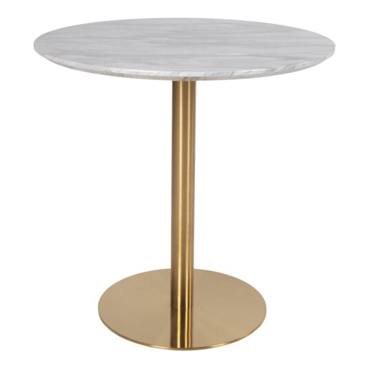 House Nordic Bolzano Spisebord, marmor look, messing ben Ø90 Unoliving