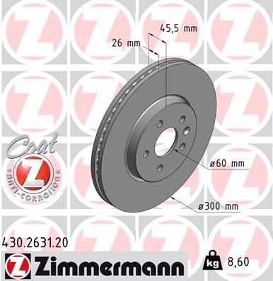 Bremseskive ZIMMERMANN 430.2631.20 Bremseskive ZIMMERMANN 430.2631.20