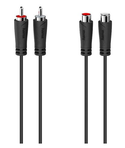 Hama Cable Audio Extension 2 RCA Plugs - 2 RCA Sockets 3.0m