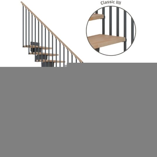 Dolle Dubai L trapp I Antracit classic Iiii oljeret Bøk 80 12 Loddret Høyde 221 273cm