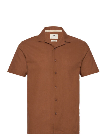 Anerkjendt Akleo S/S Cot/Linen Shirt - Brown - S