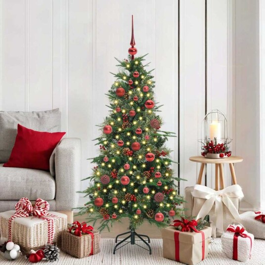  Kunstig sammensatt juletre med 150 LED grønn 150 cm PE og PVC