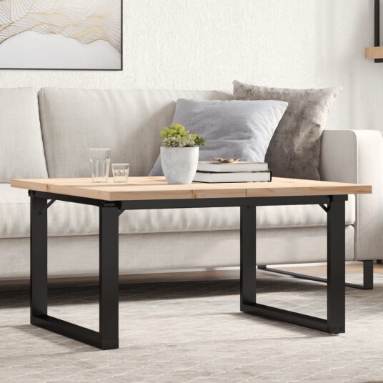 Salongbord O-ramme 80x80x45,5 cm heltre furu og støpejern 3282729