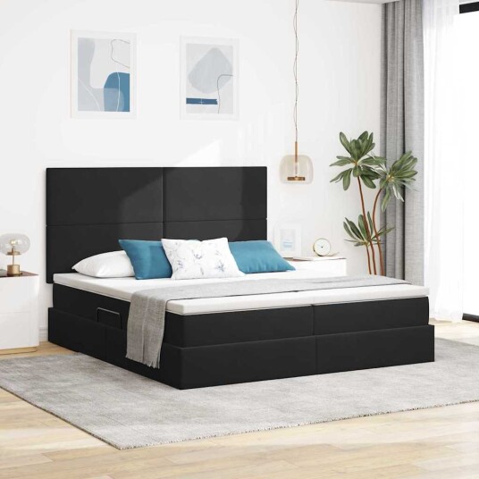 LED lagringseng med madrass Svart 200 x 200 cm Fløyel LED lagringseng med madrass Svart 200 x 200 cm Fløyel