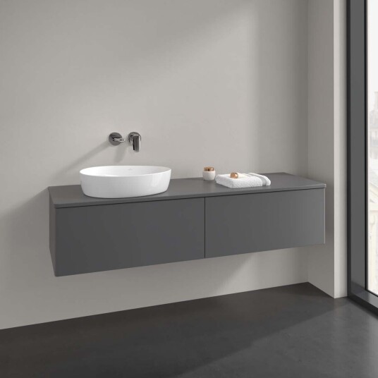 Villeroy & Boch Antao Servantskap med 2 skuffer 160x50x36 cm m/lys Antrasitt Matt Villeroy & Boch Antao Servantskap med 2 skuffer 160x50x36 cm m/lys Antrasitt Matt