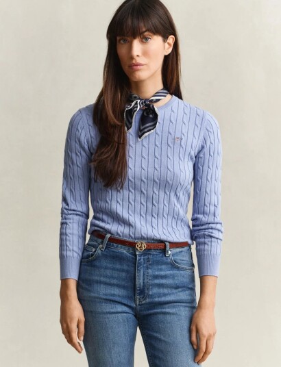 Gant Classic Cable Knit Sweater Blue M
